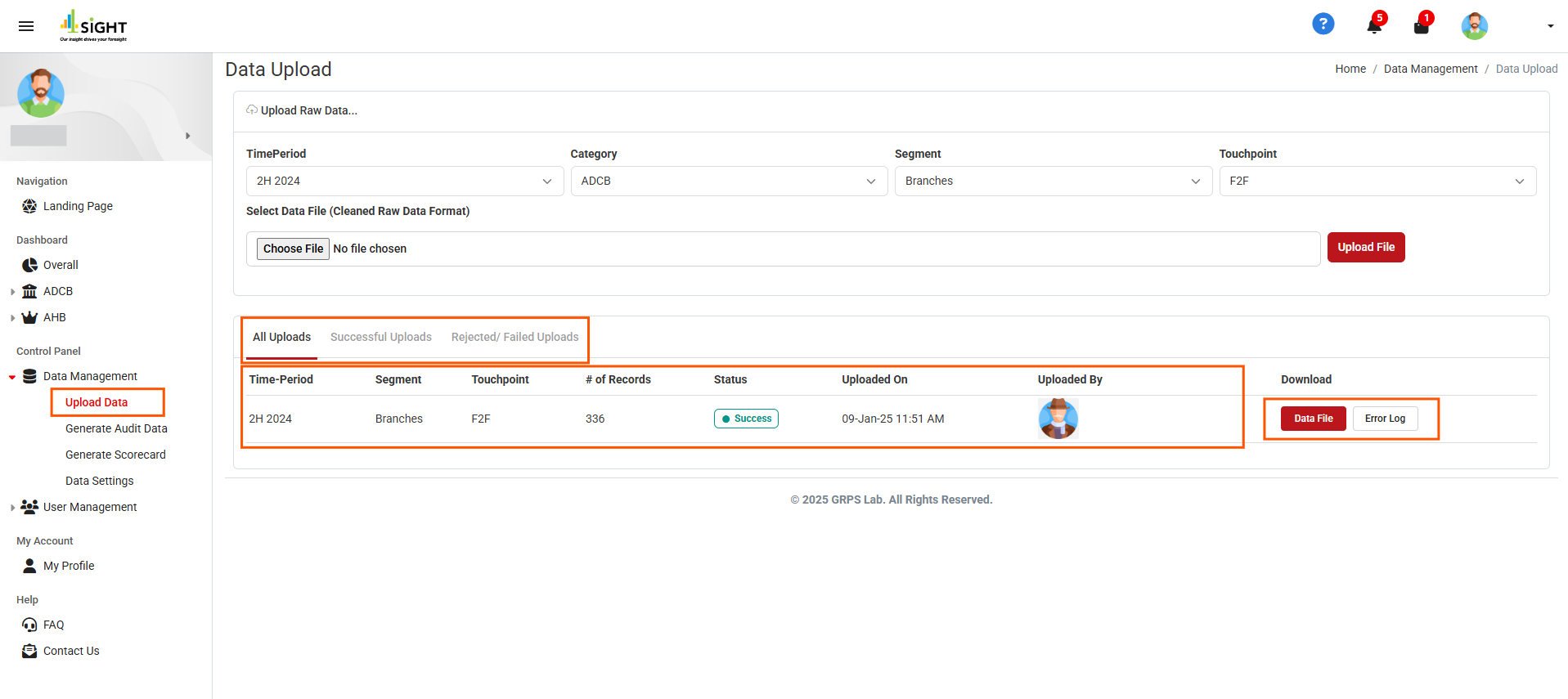 How do I navigate all the existing uploads?